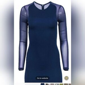 Reiss mesh sleeve Rita dress Indigo blue